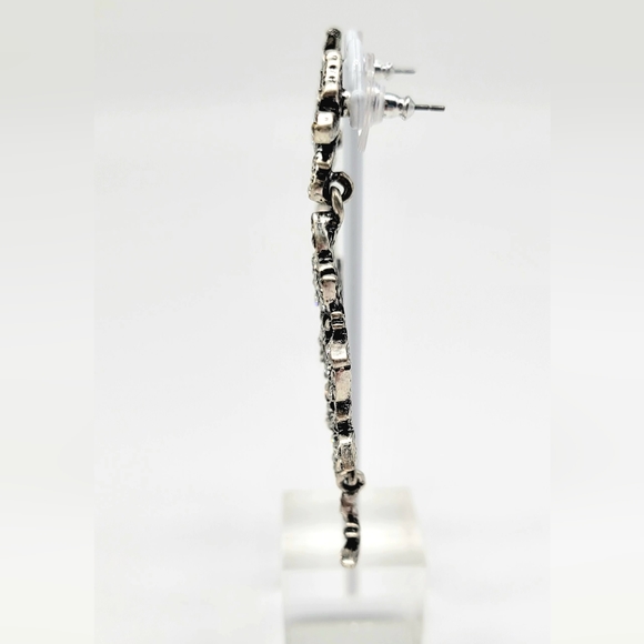 Oscar de la Renta Clear Diamond Swarovski Crystal Butterfly Dangle/Drop Earrings - Picture 7 of 13